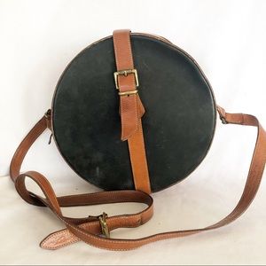 Vtg FURLA Leather Cross body bag purse round rare